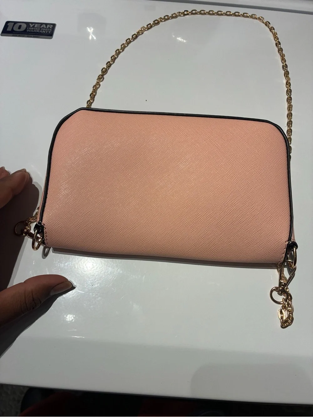 Peach Crossbody Envelope Bag with Gold Chain Strap